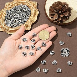 チベットスタイルの合金ビーズ120個。  蝶とハート  アンティークシルバー  10x12x4mm  穴：1.6mm&nbsp;FIND-YW0008-80