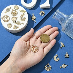 10 スタイルの合金クリスタルラインストーンペンダント  混合シャープ  ライトゴールド  14~28x10.5~20x2~3.5mm  穴：1.8~2mm  2個/スタイル&nbsp;FIND-YW0005-21