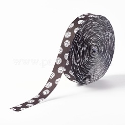 片面バレーボールプリントポリエステルグログランリボン  コーヒー  7/8インチ（22mm）  0.4mm&nbsp;SRIB-P019-01