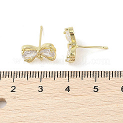 蝶結び真鍮スタッドピアス金具  ガラスと  18KGP本金メッキ  8.5x12.8mm  ピン：12x0.7mm  ピン：2x0.9mm（片穴ビーズ用）&nbsp;KK-L214-01G