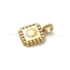 304ステンレスペンダント  太陽と正方形  15.5x10.5x5mm  穴：3mm&nbsp;STAS-H243-04A-G