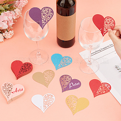 70色の紙製テーブル席札7枚  くりぬく  結婚式のための  飲食店  誕生日パーティーの装飾  ハート  ミックスカラー  76x81x0.1mm  10個/カラー&nbsp;DIY-FG0005-55