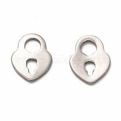 変色しない201ステンレススチールチャーム  レーザー切断  ハートロック  ステンレス鋼色  10x8x1mm  穴：3mm&nbsp;STAS-I172-20P