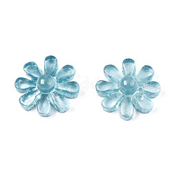 スプレー塗装された透明樹脂カボション  花  空色  10x9.5x4mm&nbsp;CRES-S302-63-A01