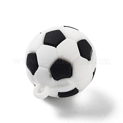 PVC不透明プラスチックペンダント  サッカー  ホワイト  27x31~32mm  穴：3mm&nbsp;KY-D022-03A