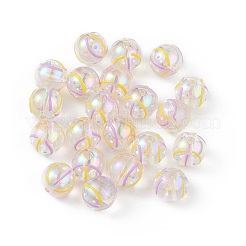 UVメッキレインボー虹色アクリルエナメルビーズ  手描きのビーズ  ラウンド  カラフル  15~16mm  穴：2.8mm&nbsp;LS-OACR-I003-15A