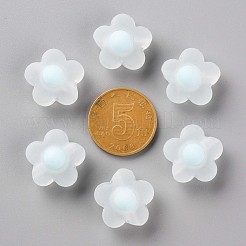 透明なアクリルビーズ  艶消し  二層ビーズ  花  ライトブルー  16.5x17x9.5mm  穴：2.5mm  約390個/500g&nbsp;TACR-S152-09C-10