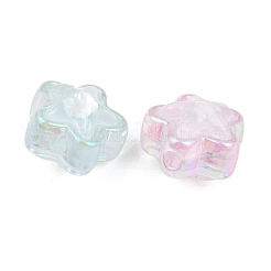 UVメッキ透明アクリルビーズ  虹色の  スター  グリッターパウダー付き  多面カット  ミックスカラー  13x13.5x11mm  穴：2mm&nbsp;AC-CBA15BB-06
