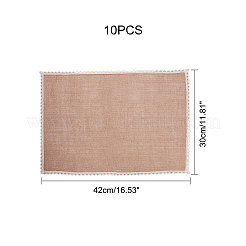 編組ジュートとレースの滑り止めの絶縁パッド  レストランウエスタンプレースマット  バリーウッド  42x30x0.1cm&nbsp;LS-AJEW-WH0066-01