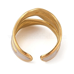 女性用304ステンレススチールエナメルカフリング  波  18KGP本金メッキ  14mm&nbsp;RJEW-G324-03G