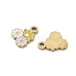 304ステンレススチールチャーム  花  エナメル  イオンプレーティング（ip）  18KGP本金メッキ  11x8.5x1mm  穴：1.6mm&nbsp;STAS-C155-09G