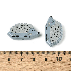 印刷された不透明樹脂ビーズ  ハリネズミ  ライトスチールブルー  14.5x27x6mm  穴：1.4~1.5mm&nbsp;RESI-N043-14C