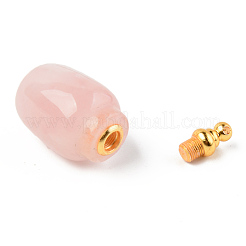 天然宝石の開閉可能な香水瓶のペンダント  真鍮パーツ  35.5x19mm  穴：1.6mm  容量：1ml（0.03液量オンス）&nbsp;G-R478-004A