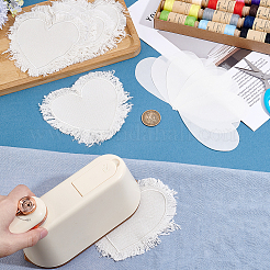 6袋入りポリエステル無地刺繍縫い付け布パッチ  ミシンクラフト装飾  ホワイト  ハート  120x120x1.5mm&nbsp;PATC-PH0001-86C