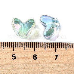 UVメッキ透明アクリルビーズ  虹色の  ハート  ミックスカラー  9x11.5x7mm  穴：1.4mm&nbsp;MACR-F083-11