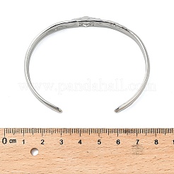 12mm 304ステンレススチール製蓮の花カフバングル（女性用）  ステンレス鋼色  内径：2-1/4x1-7/8インチ（5.8x4.7cm）&nbsp;BJEW-P359-01P