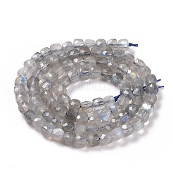 天然石ラブラドライトビーズ連売り  多面カット  キューブ  4~4.5x4~4.5x4~4.5mm  穴：0.6mm  約86~98個/連  15.2インチ（38.5cm）&nbsp;G-D0003-B10