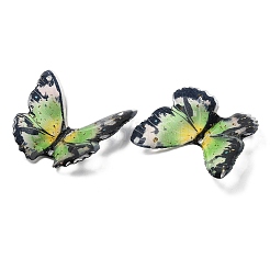 半透明の樹脂カボション  金箔入り  蝶  薄緑  37x40x2mm&nbsp;CRES-M023-02B