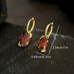 真鍮のオーバルフープピアス  キュービックジルコニア付き  18KGP本金メッキ  25.6x8.9mm&nbsp;IY4111