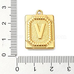 イオンプレーティング（IP）304ステンレスペンダント  文字チャーム付きの長方形  18KGP本金メッキ  V字  24.5x18x3mm  穴：1.8mm&nbsp;STAS-U033-01G-V