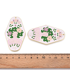 ラックメッキ合金とエナメルの大きなペンダント  菱形と12星座  ライトゴールド  乙女座  63x35x1mm  穴：1.6mm&nbsp;X1-ENAM-T021-29B