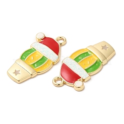 クリスマス合金エナメルペンダント  長持ちメッキ  グリッターパウダー付き  カドミウムフリー＆ニッケルフリー＆鉛フリー  ゴールドカラー  サボテン  27x16x2.2mm  穴：1.8mm&nbsp;ENAM-K069-21F-G