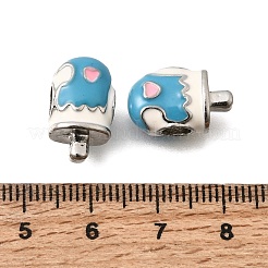合金エナメルヨーロピアンビーズ  大穴ビーズ  アイスクリーム  空色  プラチナ  15.5x9x8.5mm  穴：4.5mm&nbsp;MPDL-F020-02P