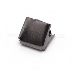 真鍮製カシメリボン止めエンドパーツ  圧着端のパーツ  正方形  ガンメタ色  7.5x8mm&nbsp;KK-WH0044-04B-B