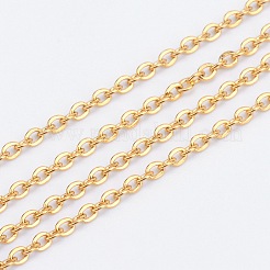 304ステンレススチールアズキチェーンネックレス  カニカン付き  ゴールドカラー  20インチ（50.8cm）  リンク：2x1.5x0.4mm&nbsp;STAS-S029-02G