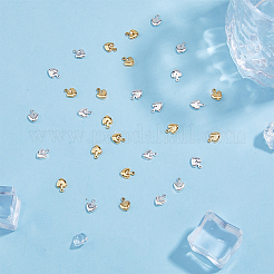 60個2色真鍮チャーム  ハートチャーム  ミックスカラー  9x6.5x2mm  穴：1mm  30個/カラー&nbsp;KK-HY0001-96