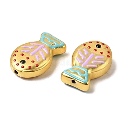 焼き絵の具、ガラス、エナメル、ビーズ  魚  スミレ  20x13x5.5mm  穴：1.4mm&nbsp;GLAA-B035-01A