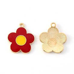 合金エナメルチャーム  花  ライトゴールド  レッド  21.5x19x2mm  穴：1.6mm&nbsp;ENAM-S121-147B