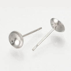 変色しにくい304ステンレススチールスタッドピアス金具  半円  ステンレス鋼色  4mm  ピン：0.8mm&nbsp;STAS-T020-4x12