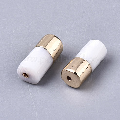 天然淡水シェルビーズ  ライトゴールドメッキ真鍮パーツ  コラム  乳白色  10x4~5mm  穴：0.8~1mm&nbsp;SHEL-N026-56