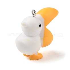 不透明樹脂ペンダント  プラチナメッキの鉄製ループ付き 3d 鳥チャーム  ホワイト  29.5x13.5x24mm  穴：2mm&nbsp;RESI-S399-01