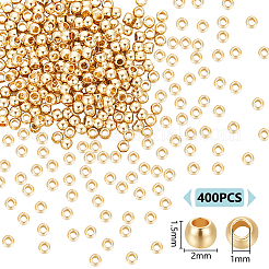 304ステンレススチールスペーサービーズ400個  ロンデル  24KGP本金メッキ  2x1.5mm  穴：1mm&nbsp;STAS-UN0057-70