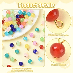 ガラスラウンドペンダント20個  鉄パーツ  ゴールドカラー  ミックスカラー  13mm  穴：2mm  12個/セット&nbsp;PALLOY-YW00064