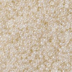 MIYUKIラウンドロカイユビーズ  日本製シードビーズ  8/0  （rr3504)透明ペールベージュ光沢  3mm  穴：1mm  約2111~2277個/50g&nbsp;SEED-X0055-RR3504