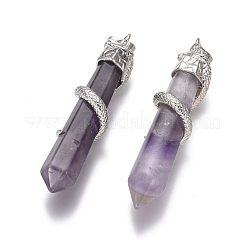 天然アメトリンビッグペンダント  真鍮パーツ  ダイヤモンドとヘビ  白金金属色  60x12mm  穴：5x7mm&nbsp;G-G596-03D