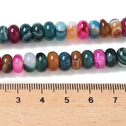 天然バンデットアゲートビーズ連売り  染め＆加熱  ロンデル  グレードA  ミックスカラー  8~8.5x5mm  穴：1mm  約76~77個/連  14.76~14.96インチ（37.5~38cm）&nbsp;G-F790-I01-01Q