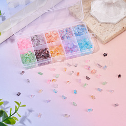 100g 10色透明スプレー塗装ガラスシードビーズ  三角形  ミックスカラー  6x5x4.3mm  穴：1.2mm  10 G /カラー  約53PCS /カラー&nbsp;SEED-TA0001-66