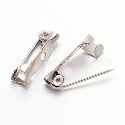 アイアン製ブローチパーツ  バックバーピン  1穴付き  プラチナ  15x5x4.5mm  穴：1.8mm&nbsp;IFIN-S276