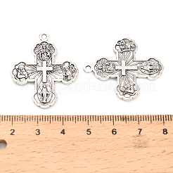 合金のチベット風チャーム  聖母マリアと交差する  アンティークシルバー  32.5x27.5x3mm  穴：1.6mm&nbsp;FIND-C083-02A-AS