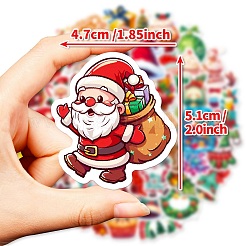 クリスマステーマの漫画紙ステッカー50枚  粘着デカール  ウォーターボトル用ラップトップ電話スケートボードの装飾  ミックスカラー  36~50x33~53x0.3mm&nbsp;DIY-P085-05