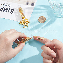電気メッキガラスシードビーズ140個  2穴  長方形  黄金メッキ  5x4.5~5.5x2~2.5mm  穴：0.5~0.8mm&nbsp;SEED-NB0002-07B