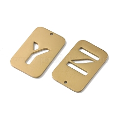 304ステンレススチールペンダント26個  文字a~zのチャーム  ゴールドカラー  33x20x1.5mm  穴：1.6mm&nbsp;STAS-G372-01G