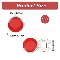 真鍮エナメルカフスボタン3組  フラットラウンド  ゴールドカラー  レッド  15.5x5.5mm  穴：5mm&nbsp;BUTT-GL0001-09C