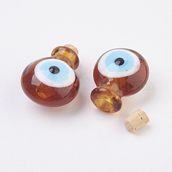 手作りランプワーク香水瓶ペンダント  精油ボトル  ナザールボンジュウ  暗赤色  29.5~30mm  穴：5~5.5mm  ボトル容量：0.5~1ml（0.017~0.03液量オンス）&nbsp;LAMP-P044-H01