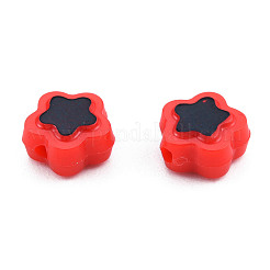 不透明なメッキアクリルビーズ  ライン入り  スター  レッド  9.5x10x5mm  穴：1.6mm  約1850個/500g&nbsp;OACR-N136-01C