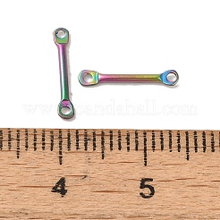 イオンプレーティング（IP）304ステンレススチールコネクタチャーム  バーリンク  虹色  12x2x1mm  穴：1mm&nbsp;STAS-Q323-04C-MC